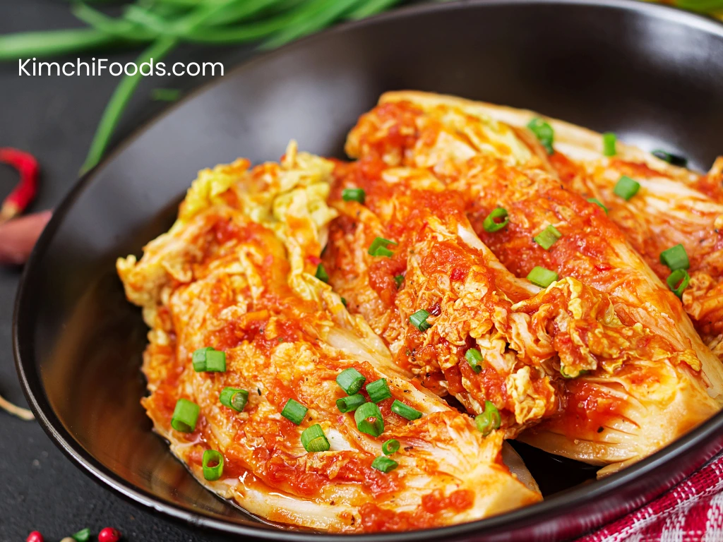 delicious cabbage kimchi in a pan